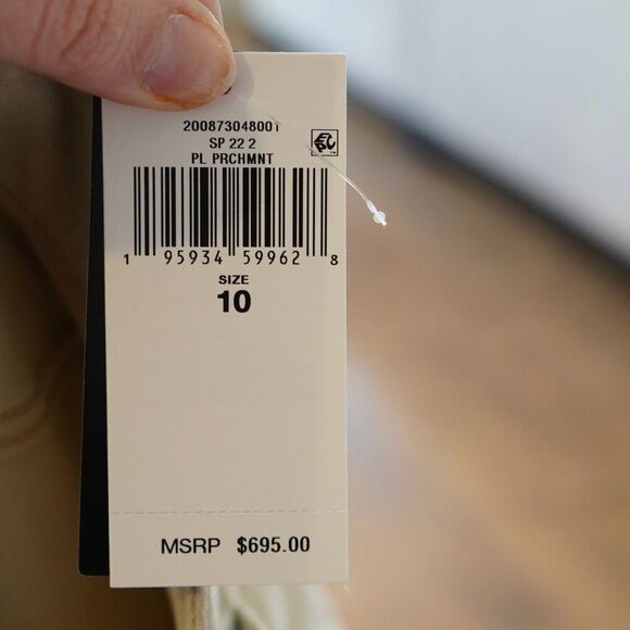 LAUREN RALPH LAUREN High Rise Straight Suede Pants Women's 10 Pale Parchment NWT - Picture 4 of 14